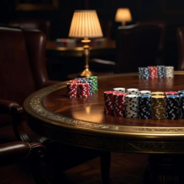 Éclairage tamisé et ambiance chaleureuse dans le salon de cartes d'Orenville