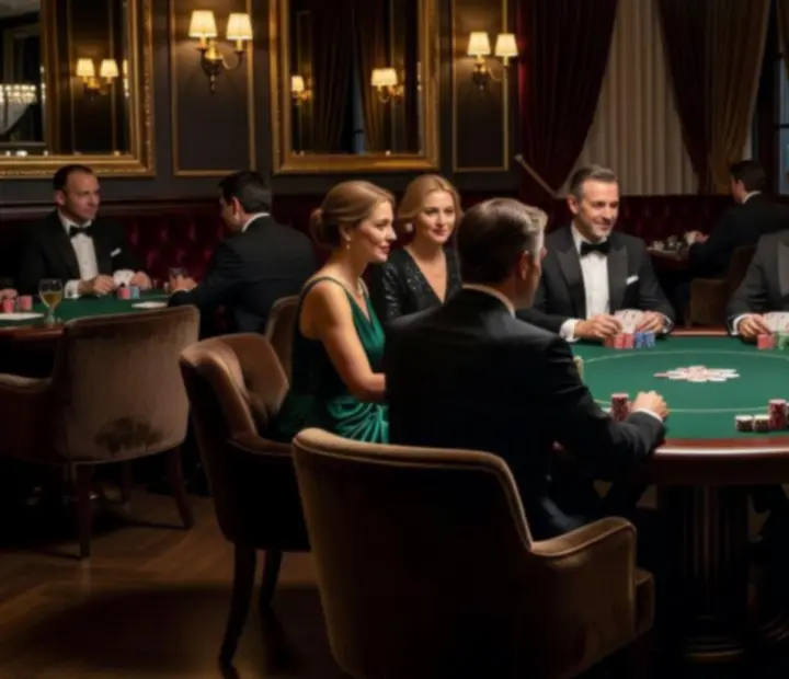 Ambiance lounge dans un espace poker avec fauteuils et lumières tamisées