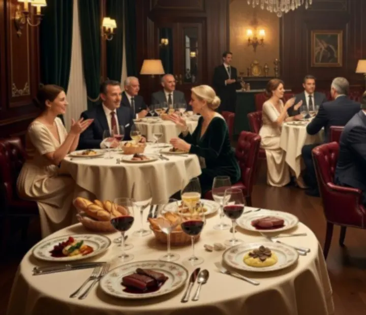 Table dressée pour un dîner privé avec espace poker en arrière-plan