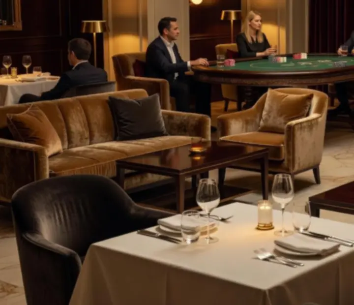 Ambiance lounge du restaurant Orenville avec espace poker.